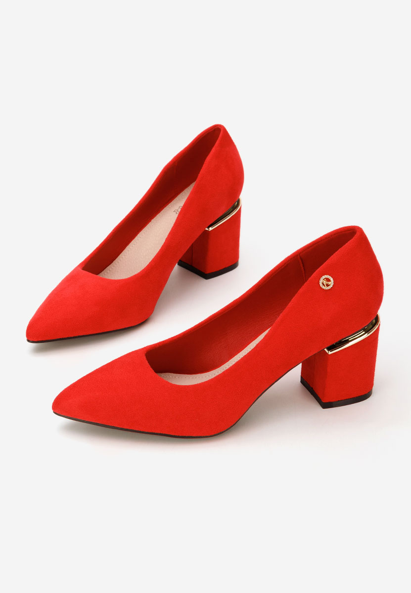 Oбувки с дебел ток Nelia V5 червен