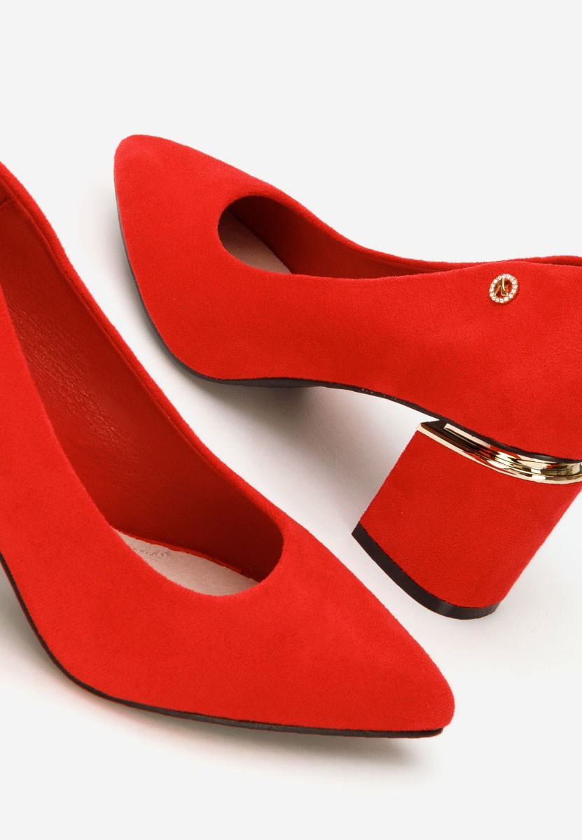 Oбувки с дебел ток Nelia V5 червен