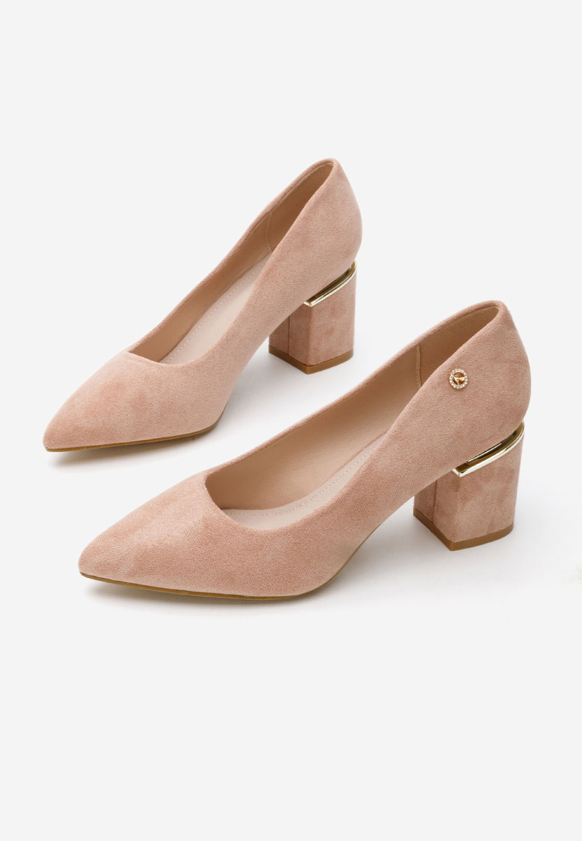 Oбувки с дебел ток Nelia V5 телесен цвят