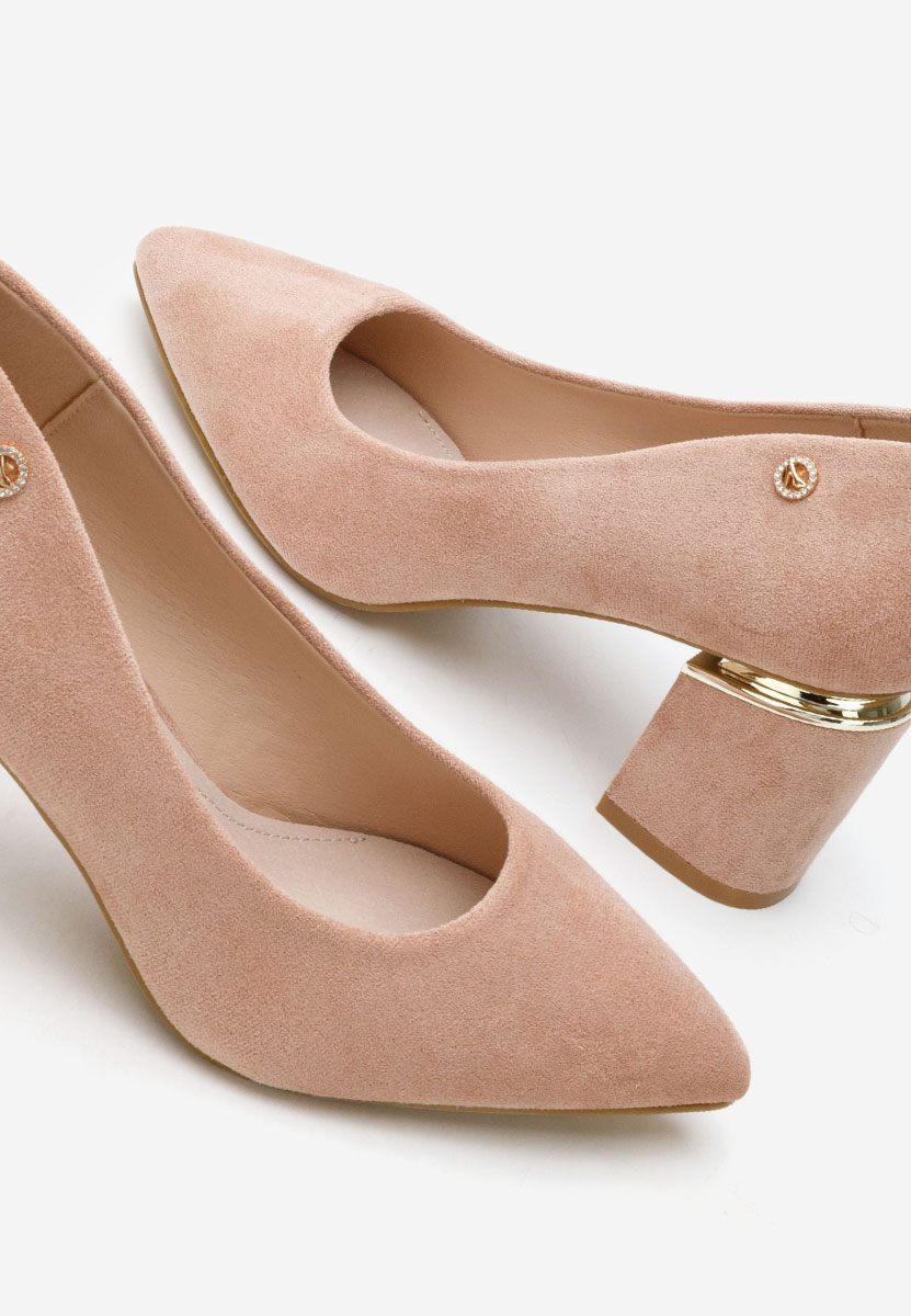 Oбувки с дебел ток Nelia V5 телесен цвят