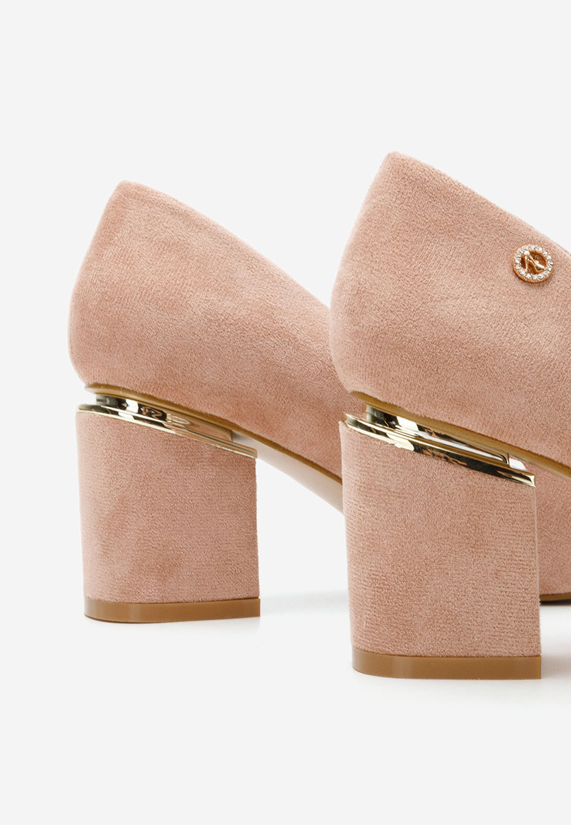 Oбувки с дебел ток Nelia V5 телесен цвят