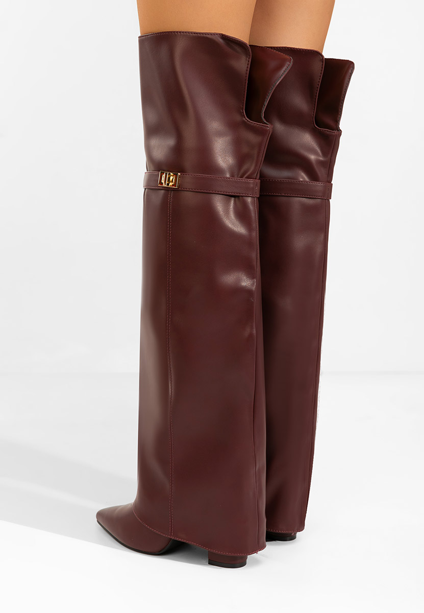 Чизми над коляното Crisia бордо