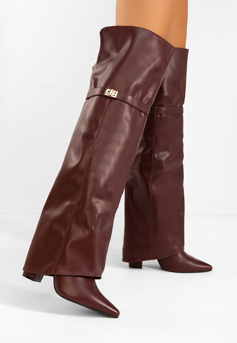 Чизми над коляното Crisia бордо