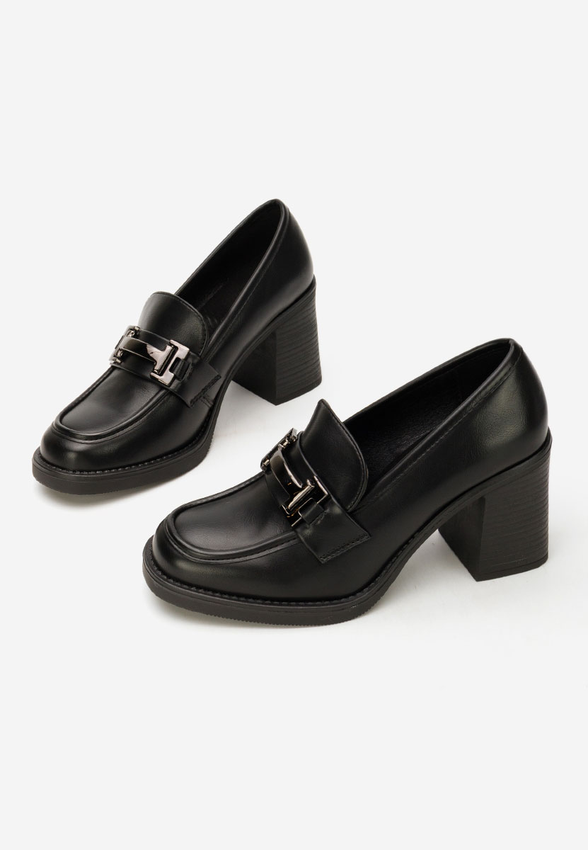 Дамски мокасини на ток Sonarida черни