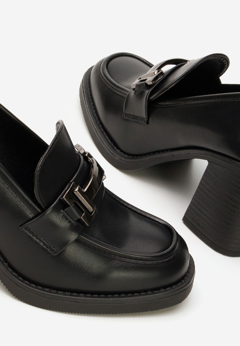 Дамски мокасини на ток Sonarida черни