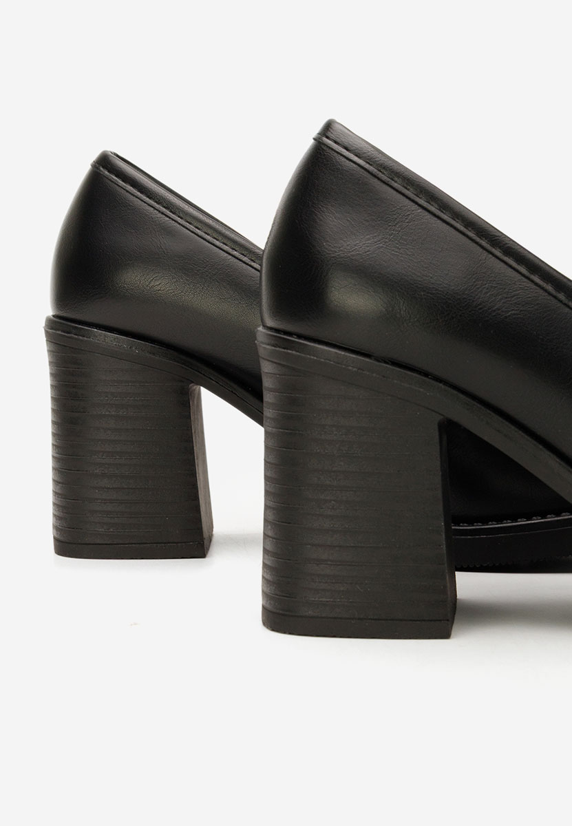 Дамски мокасини на ток Sonarida черни