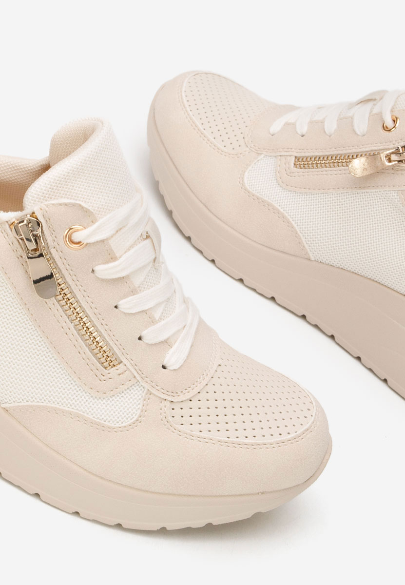 Cникърси на платформа Floreia бежов