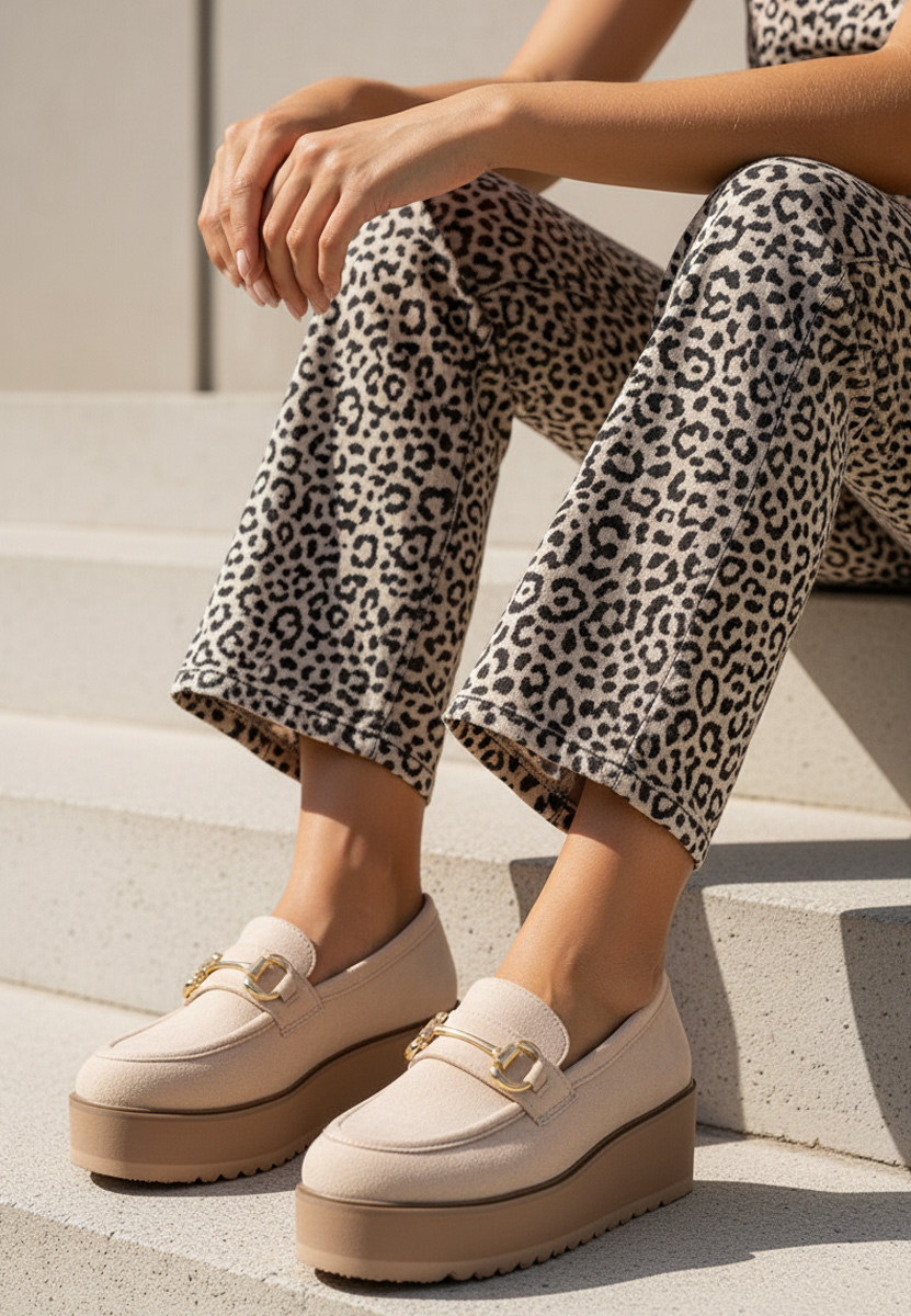 Mокасини на платформа Leondra V6 бежов