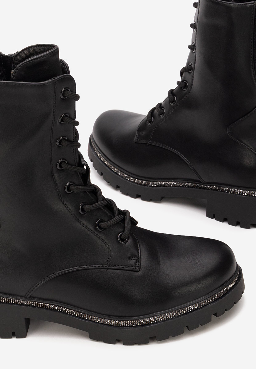 Дамски Боти с връзки Savencia черни