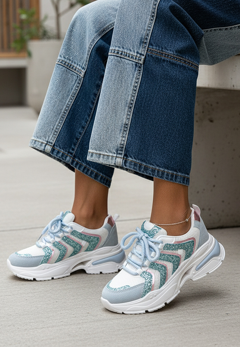 Cникърси на платформа Aprilia светло син