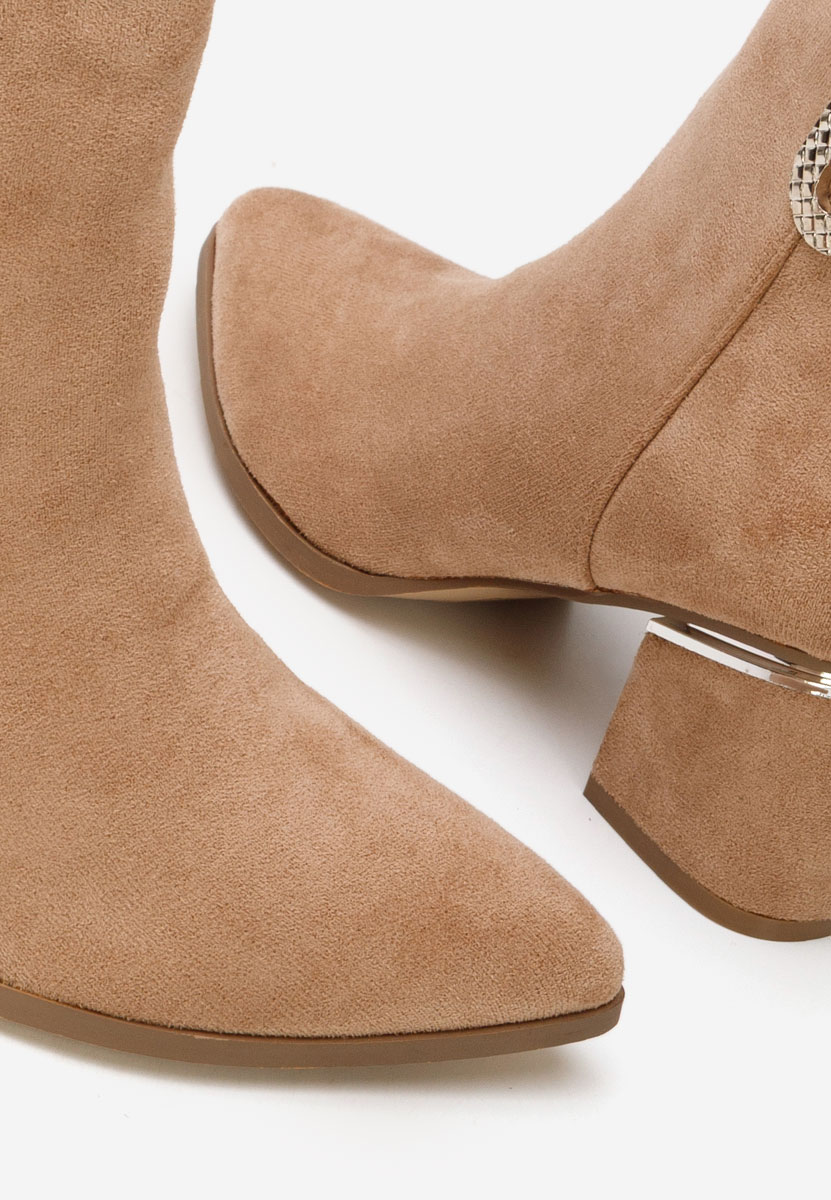 Дамски боти с ток Hoja каки