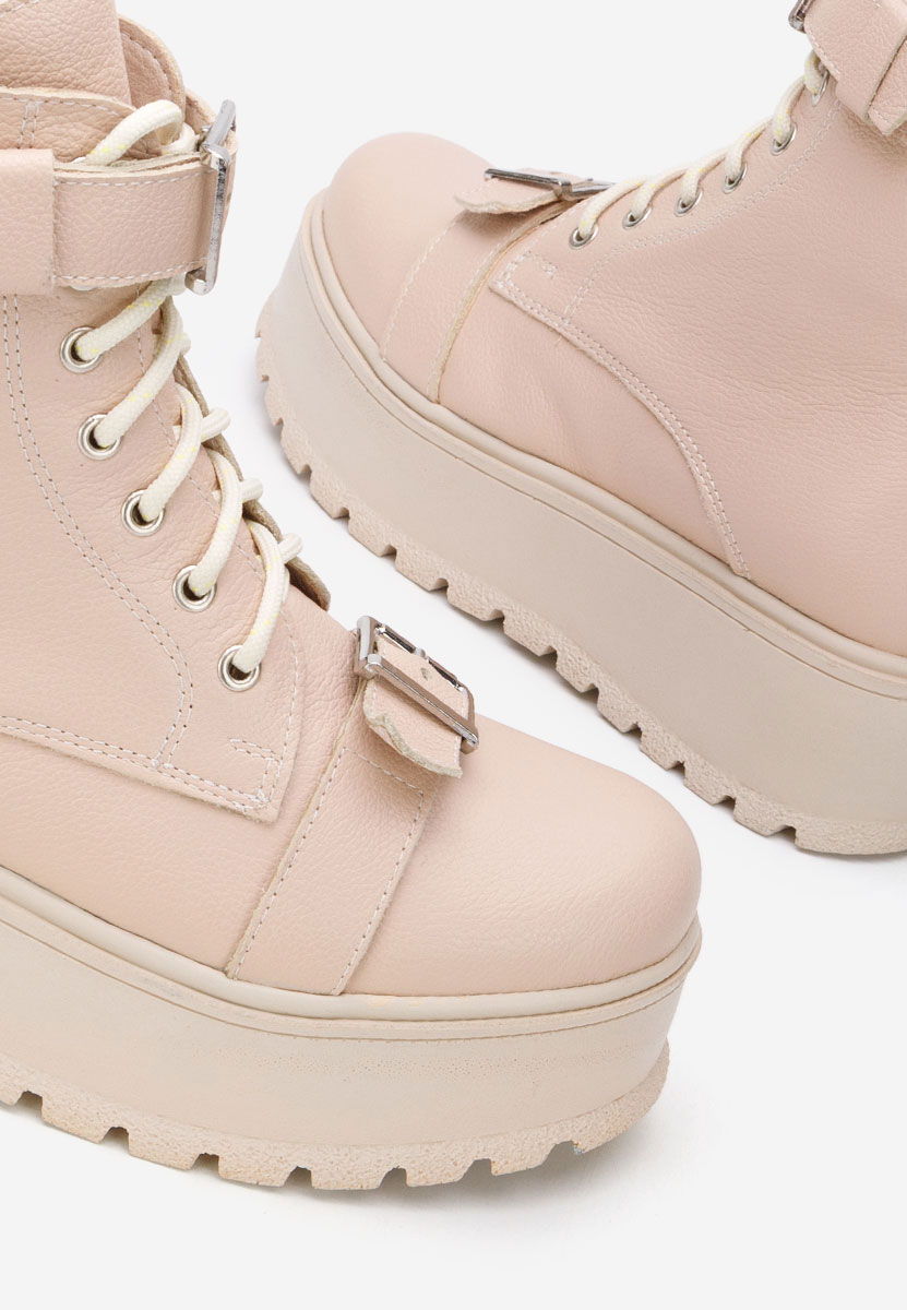 Боти естествена кожа Astrid V5 телесен цвят