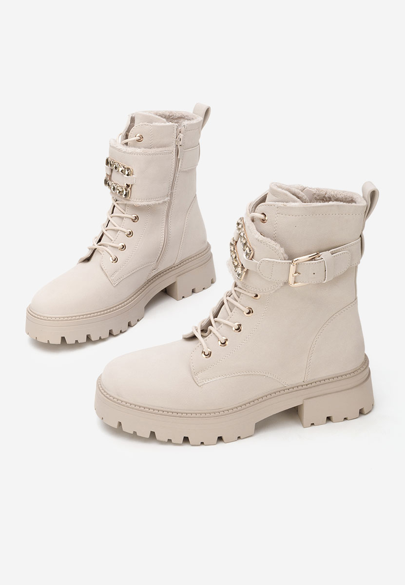 Дамски Боти с връзки Acasia бежов