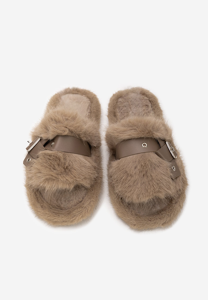 Чехли с пух Arlete каки