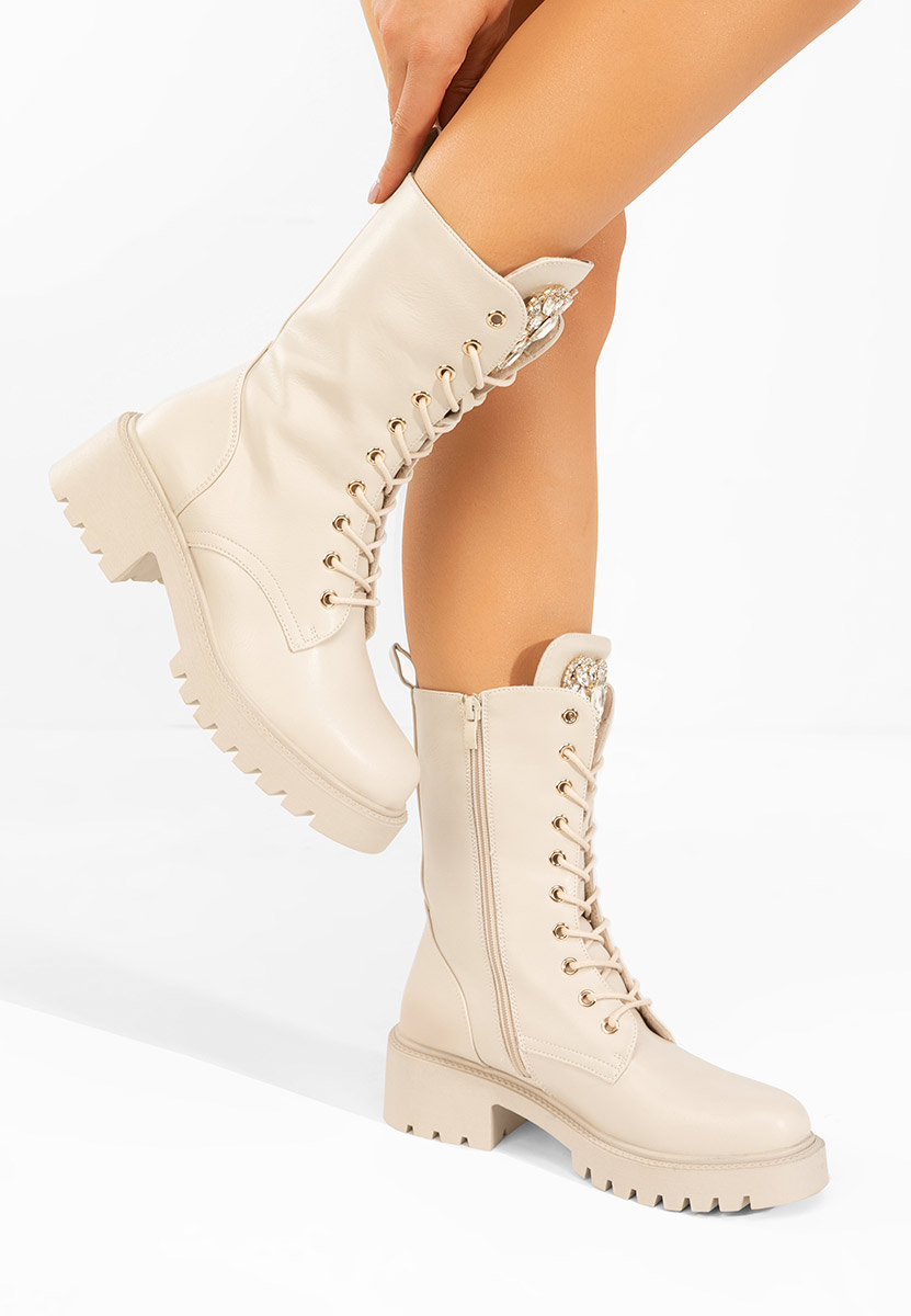 Дамски Боти с връзки Noblesa V2 бежов