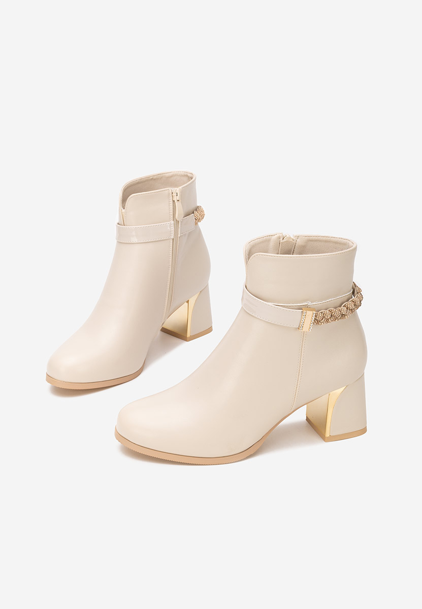 Боти на дебел ток Delivora бежов