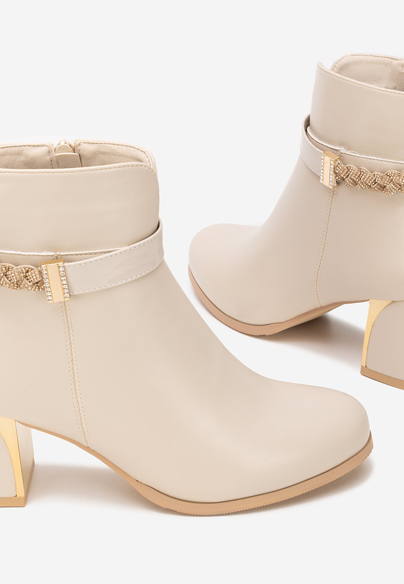 Боти на дебел ток Delivora бежов