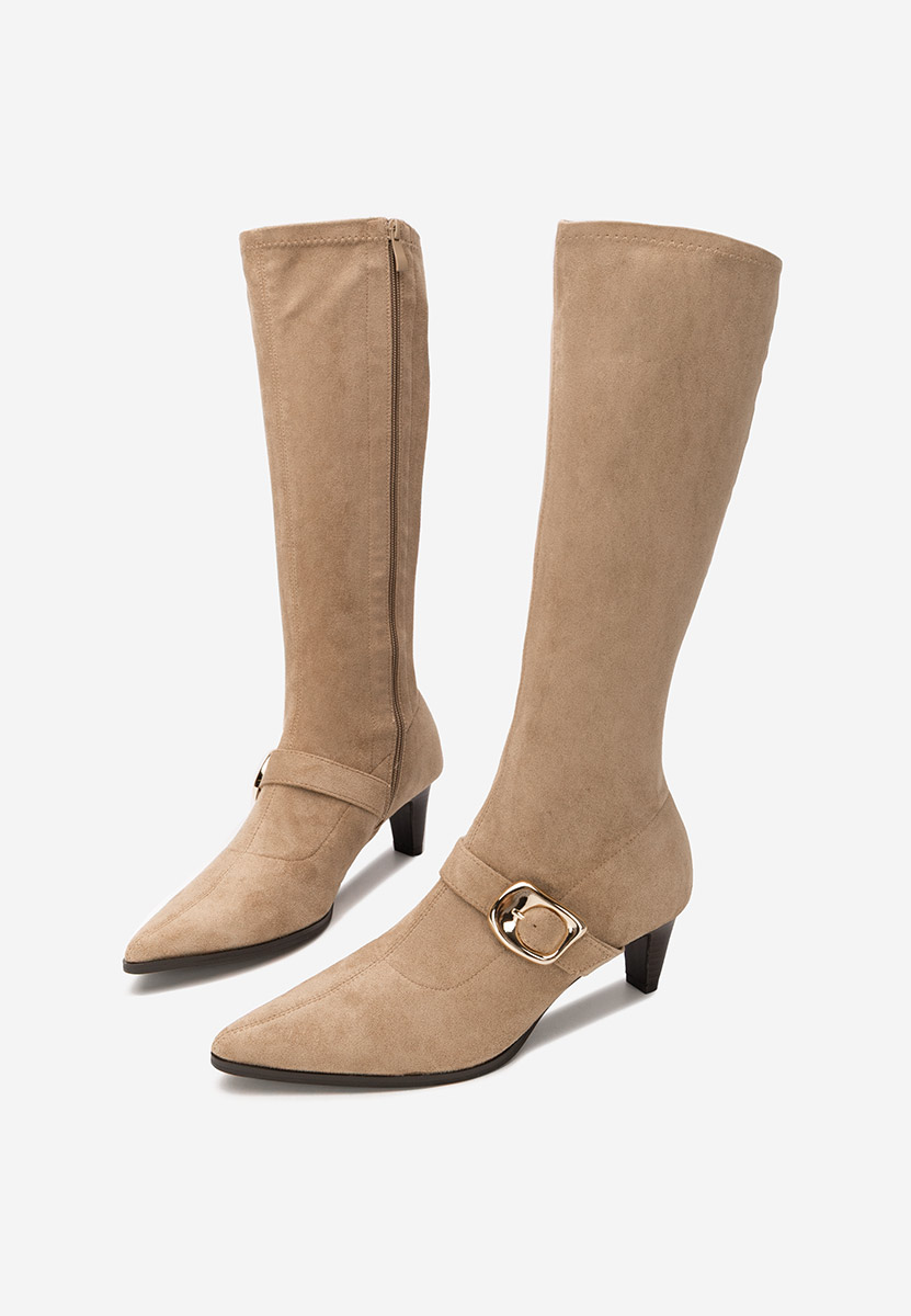 Дамски ботуши на нисък ток Vernoa каки