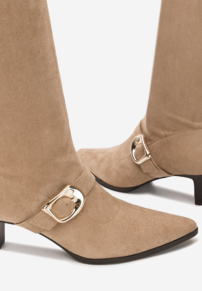 Дамски ботуши на нисък ток Vernoa каки