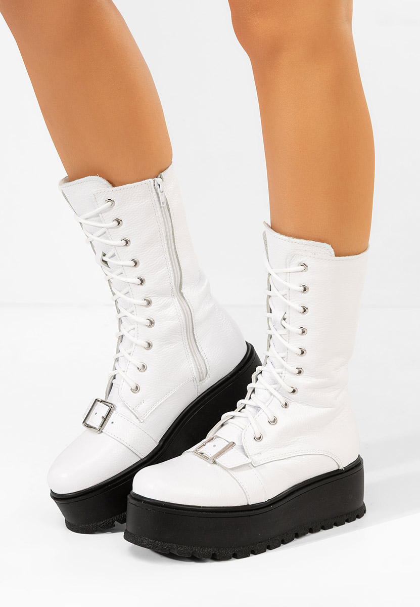 Боти естествена кожа Sorelia бели