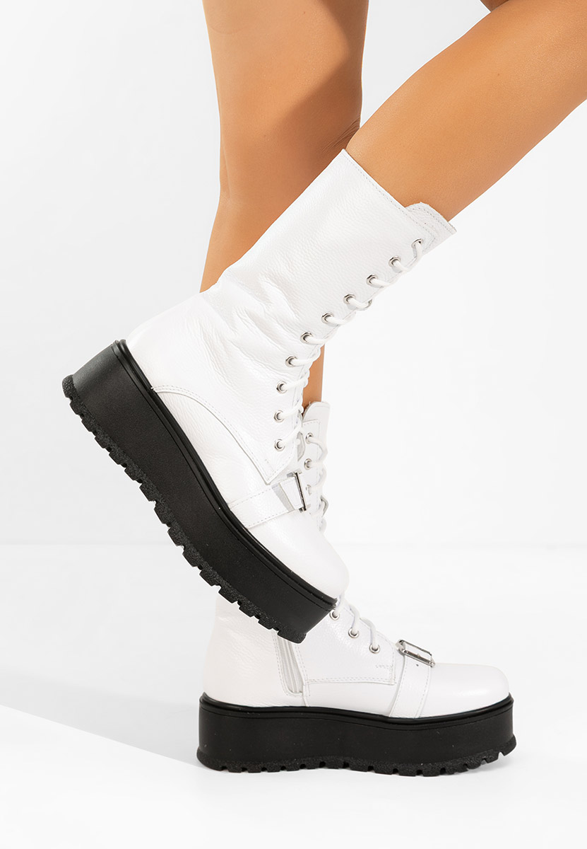 Боти естествена кожа Sorelia бели