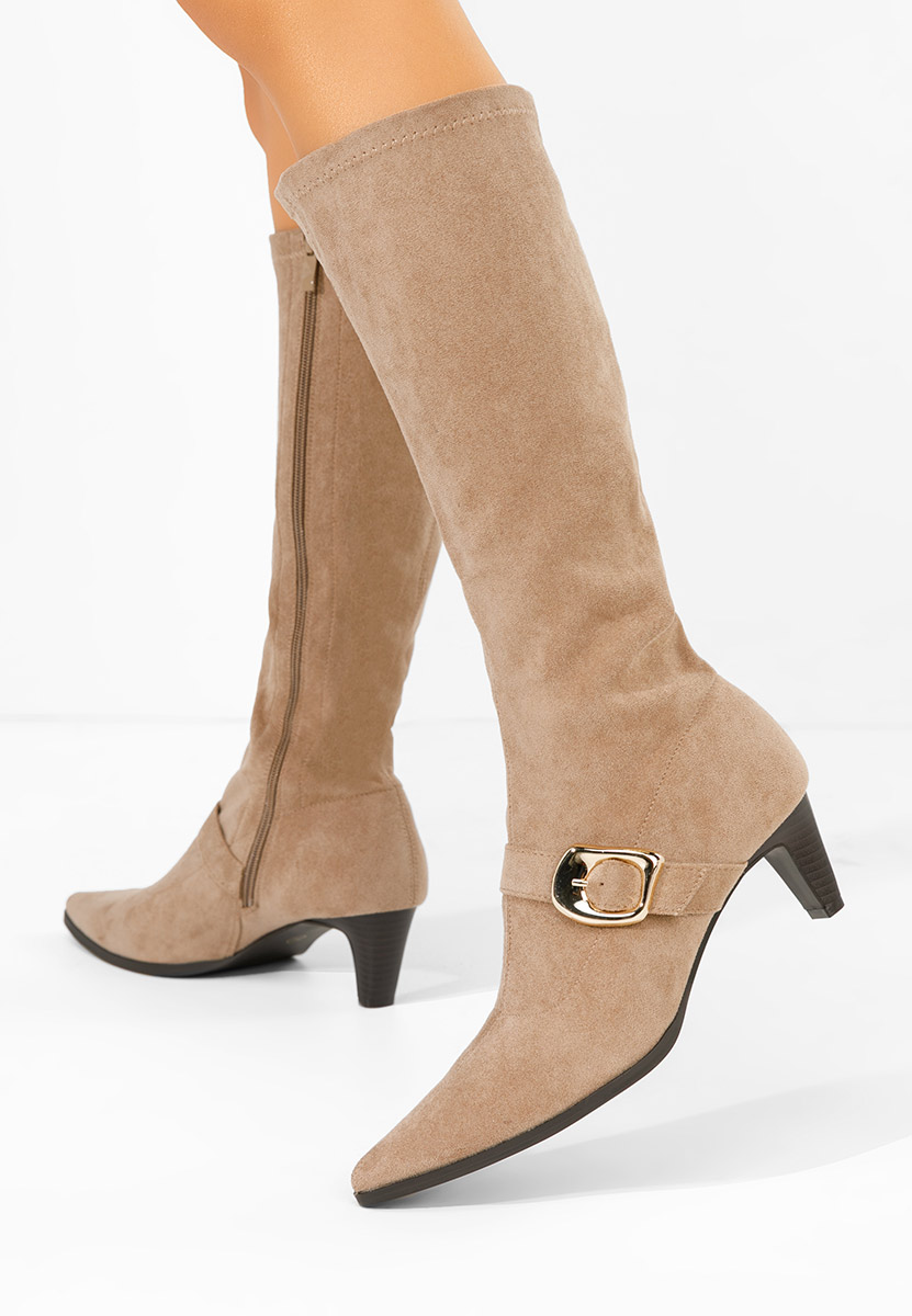 Дамски ботуши на нисък ток Vernoa каки