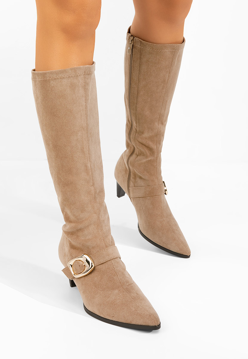 Дамски ботуши на нисък ток Vernoa каки