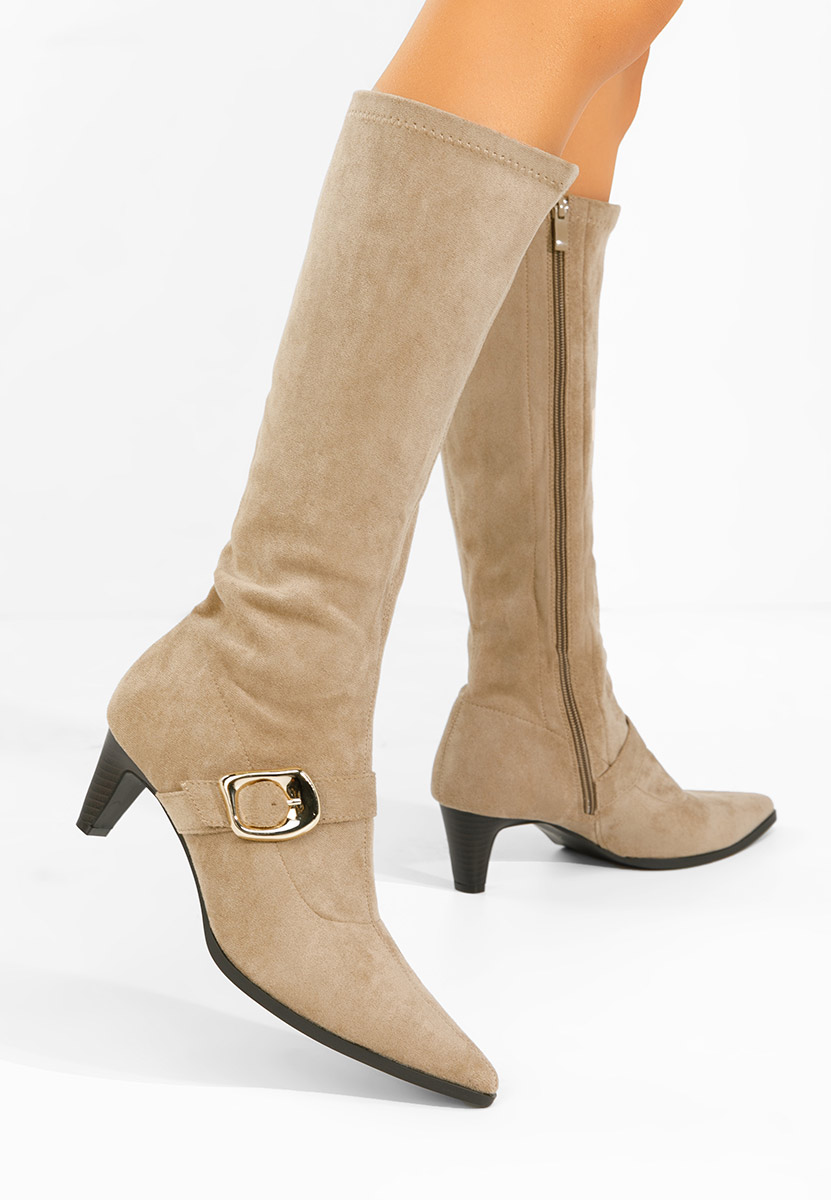 Дамски ботуши на нисък ток Vernoa каки