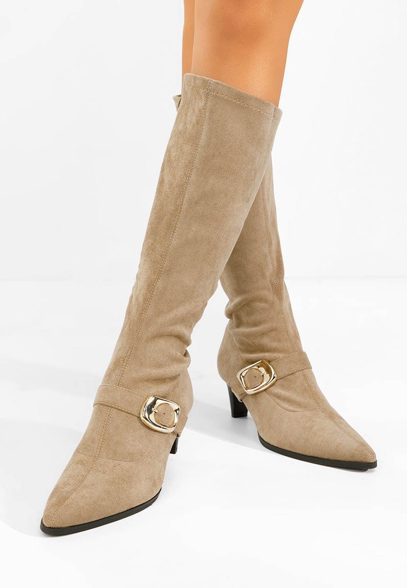 Дамски ботуши на нисък ток Vernoa каки