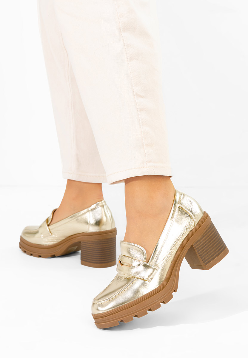 Дамски мокасини на ток Patritia златен