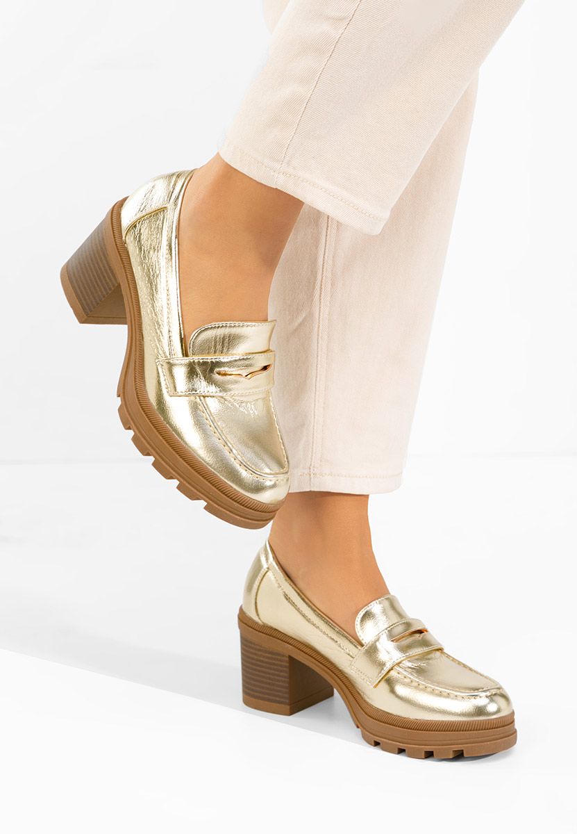 Дамски мокасини на ток Patritia златен