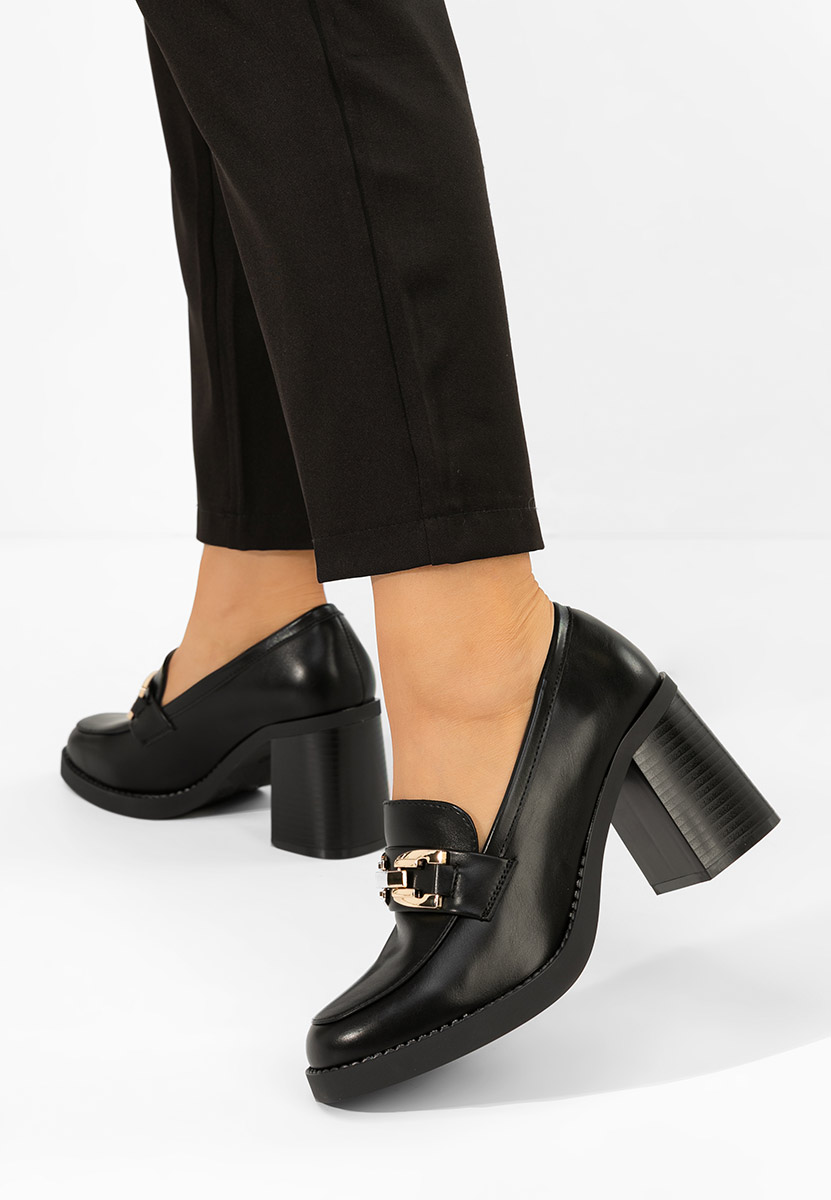 Дамски мокасини на ток Zienna черни