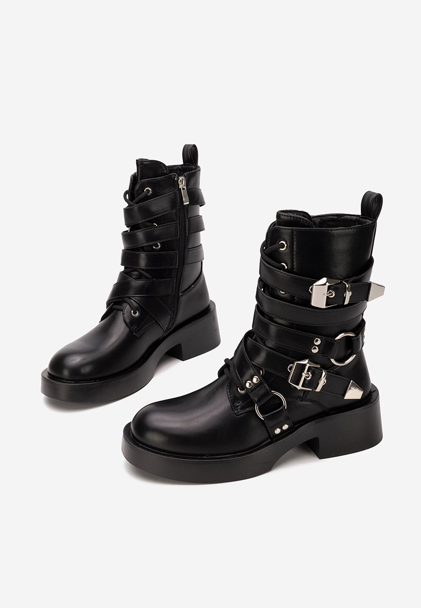 Дамски Боти с връзки Damaria черни