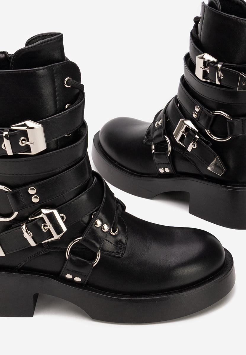 Дамски Боти с връзки Damaria черни