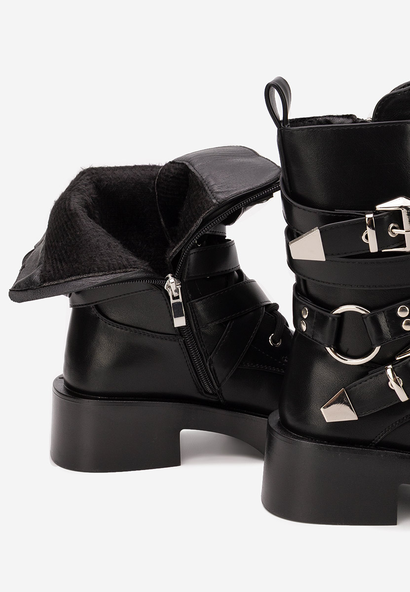 Дамски Боти с връзки Damaria черни