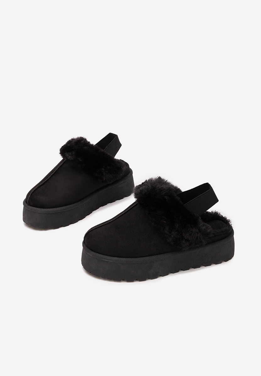 дамски чехли на платформа Edden черни