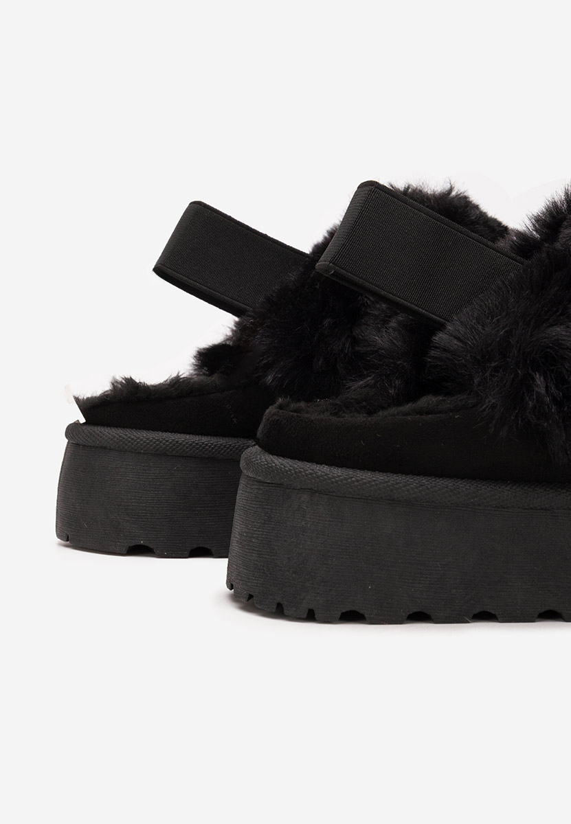 дамски чехли на платформа Edden черни