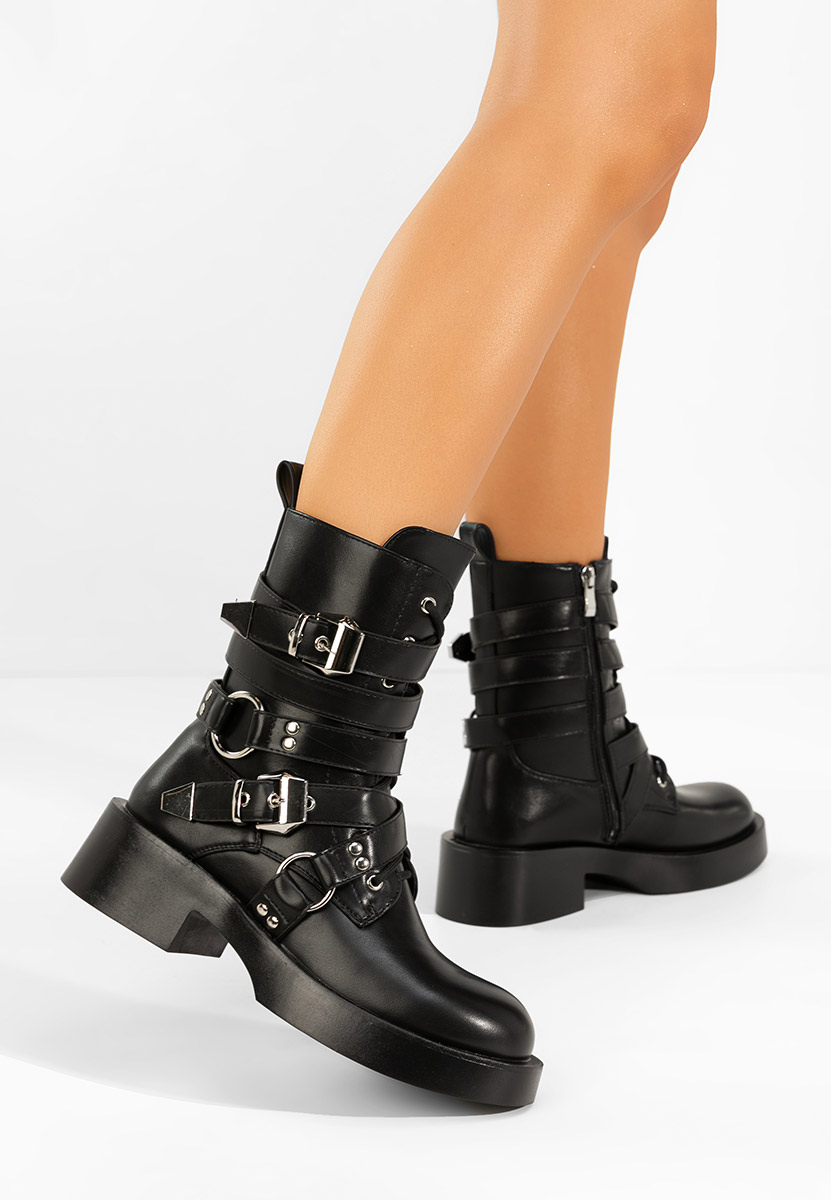 Дамски Боти с връзки Damaria черни