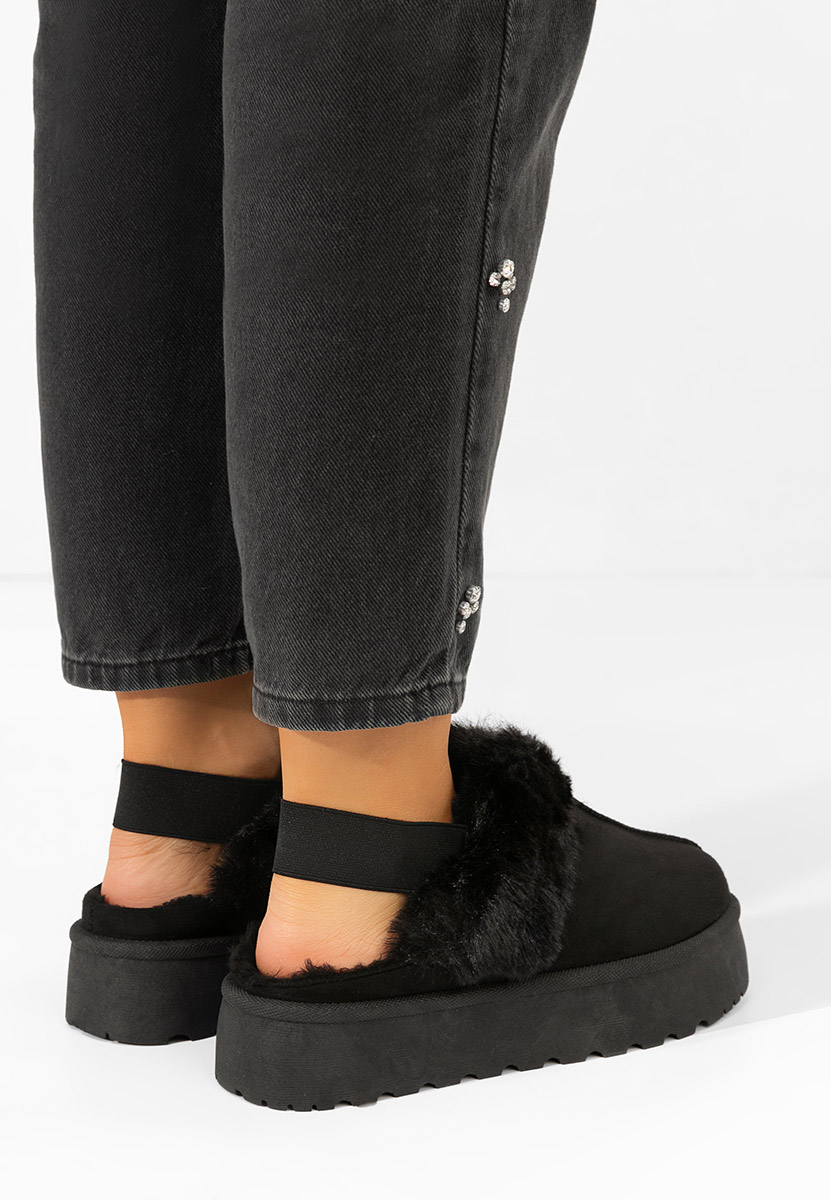 дамски чехли на платформа Edden черни