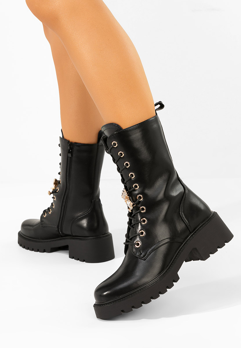 Дамски Боти с връзки Fabina черни