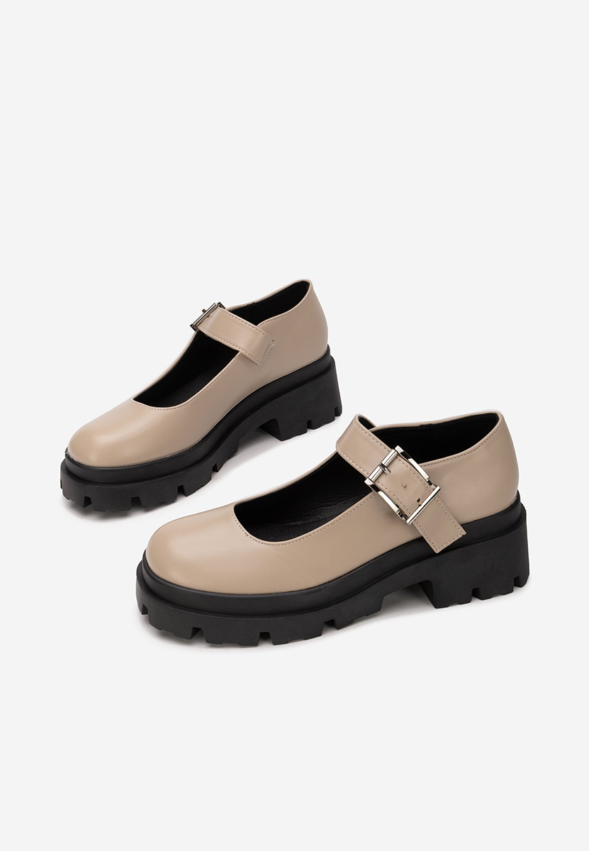 Обувки на платформа Masovia бежов