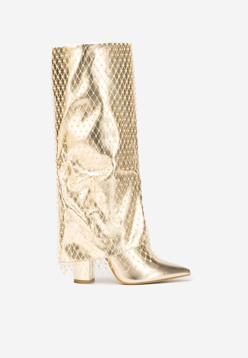 Висок чизми Naelia златен