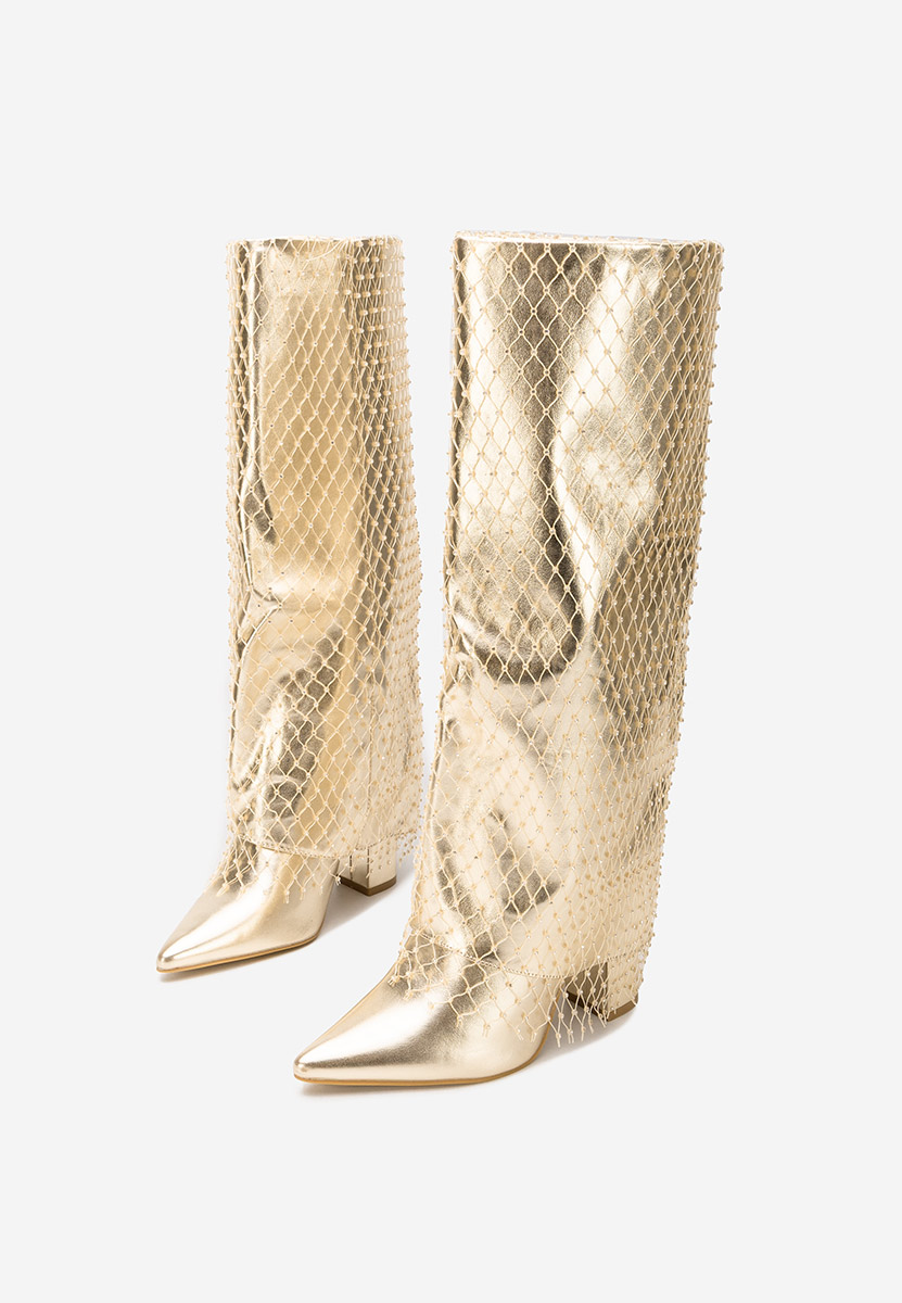 Висок чизми Naelia златен