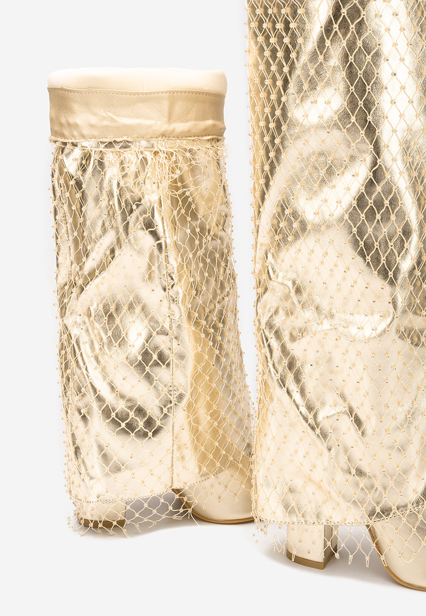 Висок чизми Naelia златен