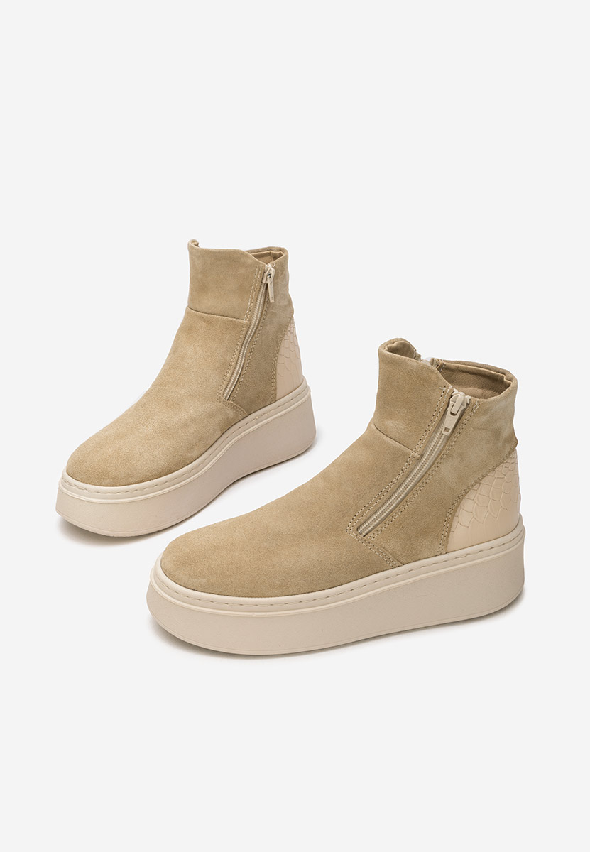 Боти естествена кожа Andiora бежов