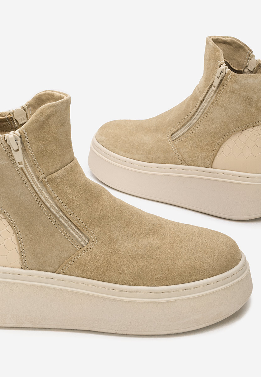 Боти естествена кожа Andiora бежов