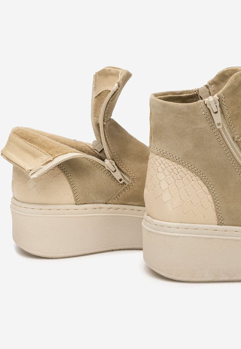 Боти естествена кожа Andiora бежов