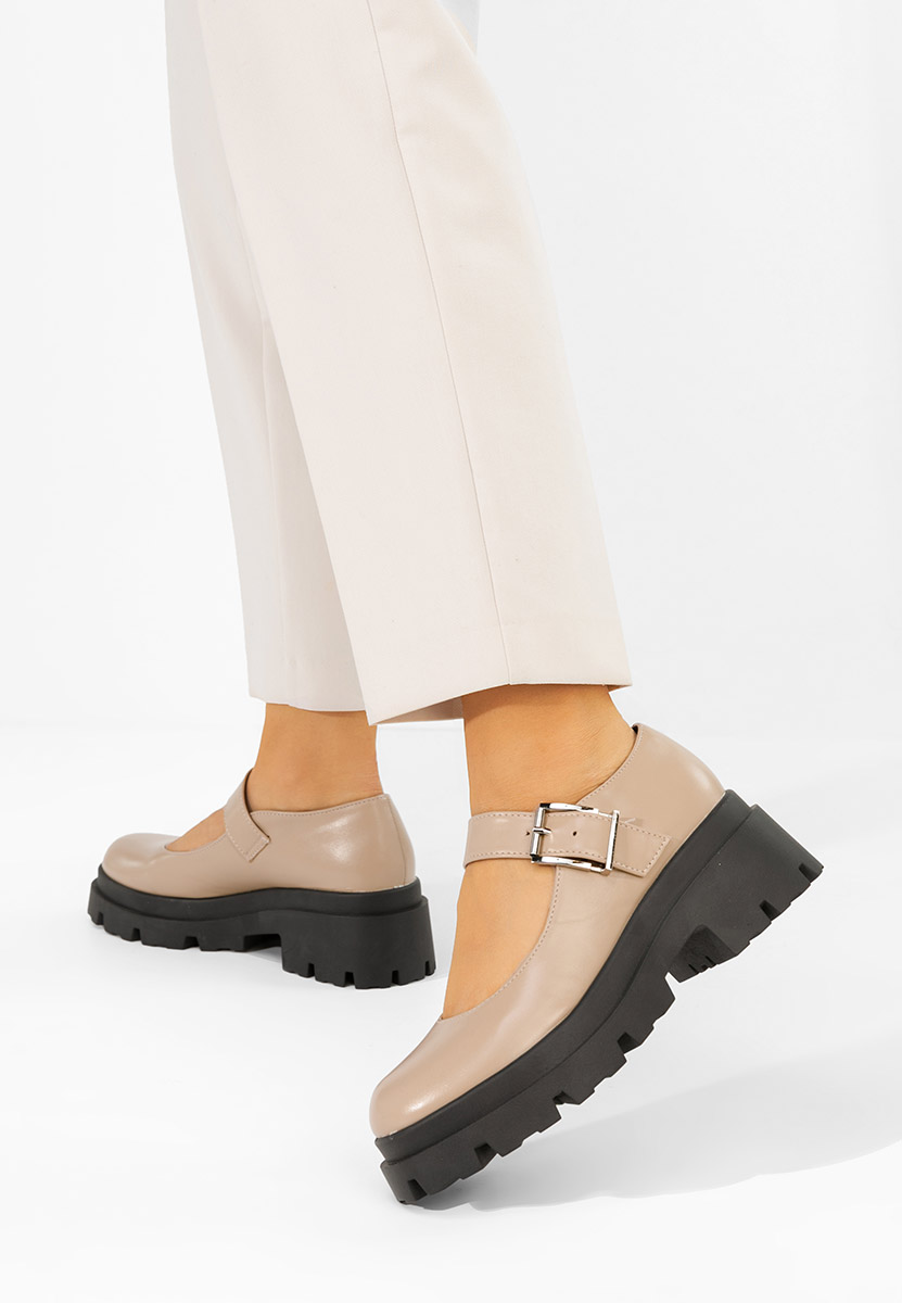Обувки на платформа Masovia бежов