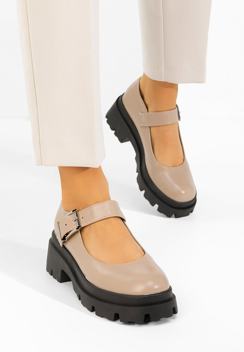 Обувки на платформа Masovia бежов