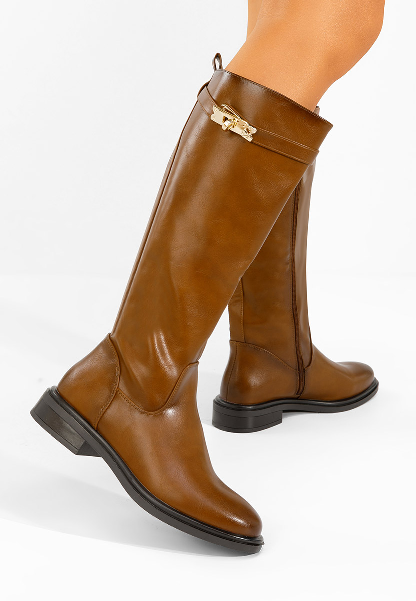 Дамски ботуши на нисък ток Marquerite камел